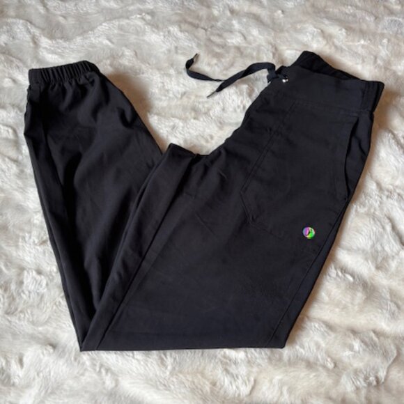 2/$40 Scrubletics Jogger Fit Medical Nurse Black Scrub Pants Ladies Size XS - Picture 1 of 14